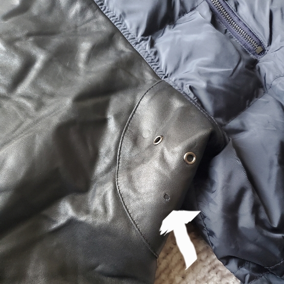 Pelle Pelle Elite Series Black & Blue Mixed Media Puffer Jacket Leather Sleeves - Picture 16 of 16